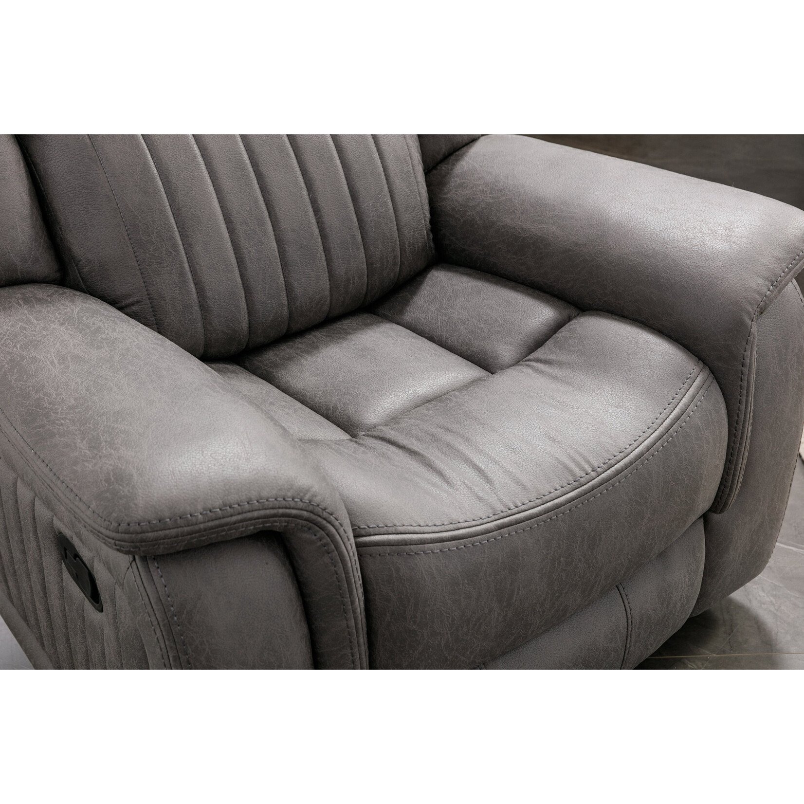 Nationwide Furniture Distributors #U147R - Contemporary Manual Motion Recliner in a Grey Polyester Fabric