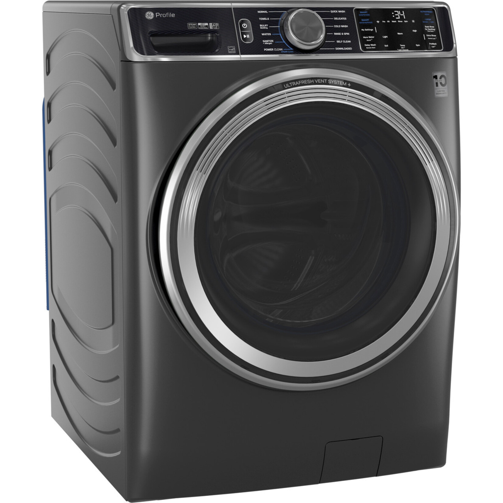 GE #PFW955SPW0DS - GE Profile™ 5.5 cu. ft. Capacity Smart Front Load ENERGY STAR® Steam Washer with UltraFresh Vent System+ and Smart Wash & Smart Rinse