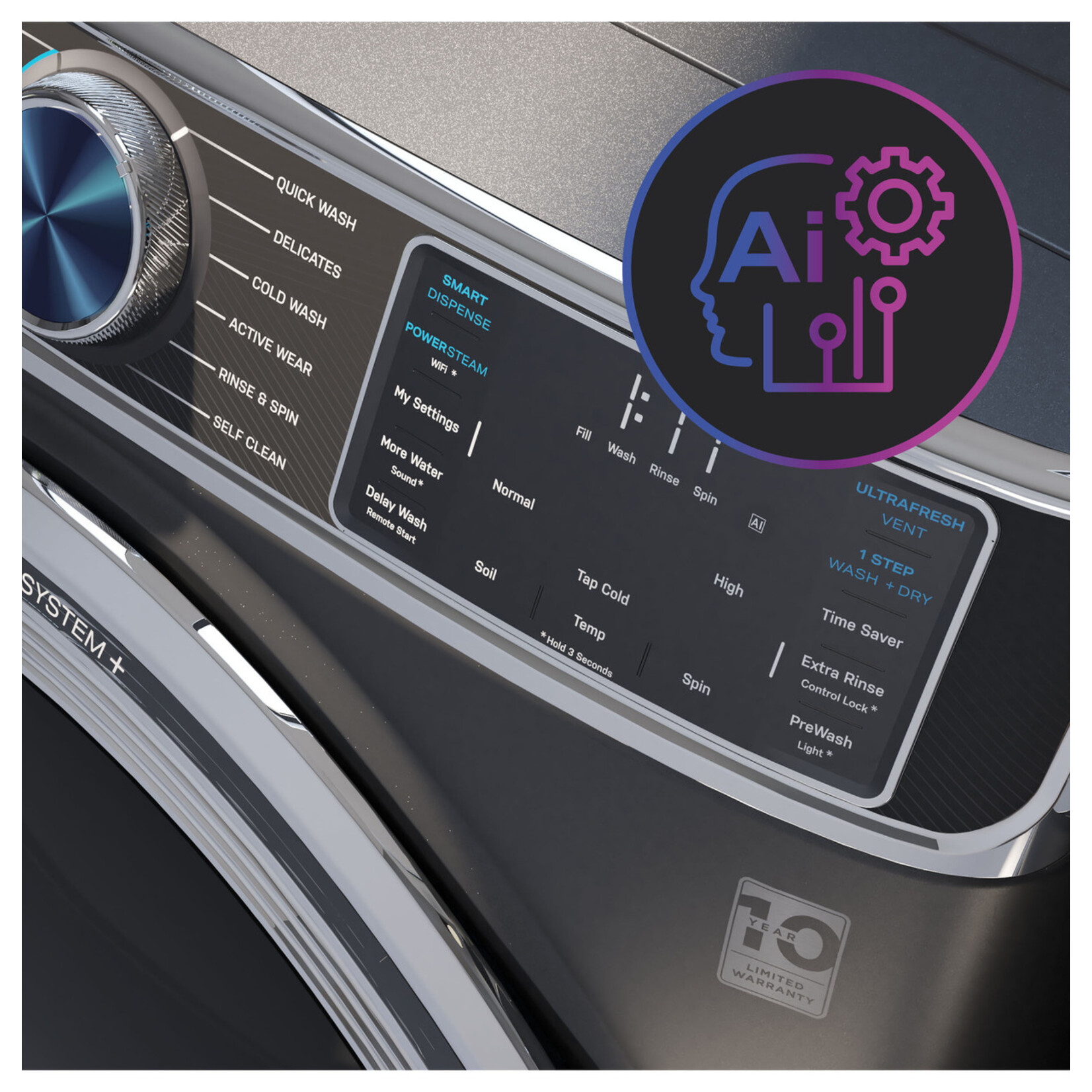 GE #PFW955SPW0DS - GE Profile™ 5.5 cu. ft. Capacity Smart Front Load ENERGY STAR® Steam Washer with UltraFresh Vent System+ and Smart Wash & Smart Rinse