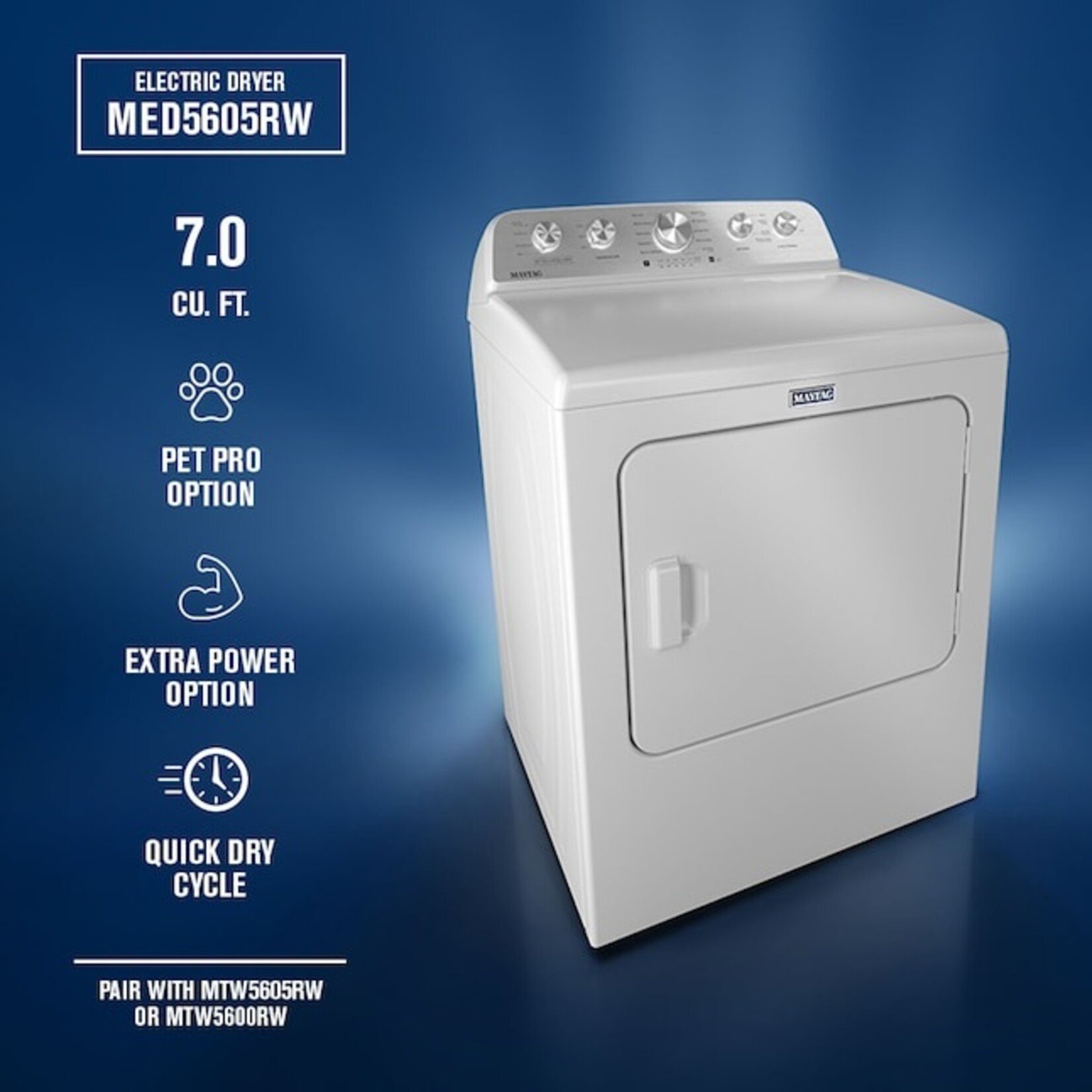 Maytag #MED5605RW - Maytag Pet Pro 7-cu ft Vented Electric Dryer ( White )