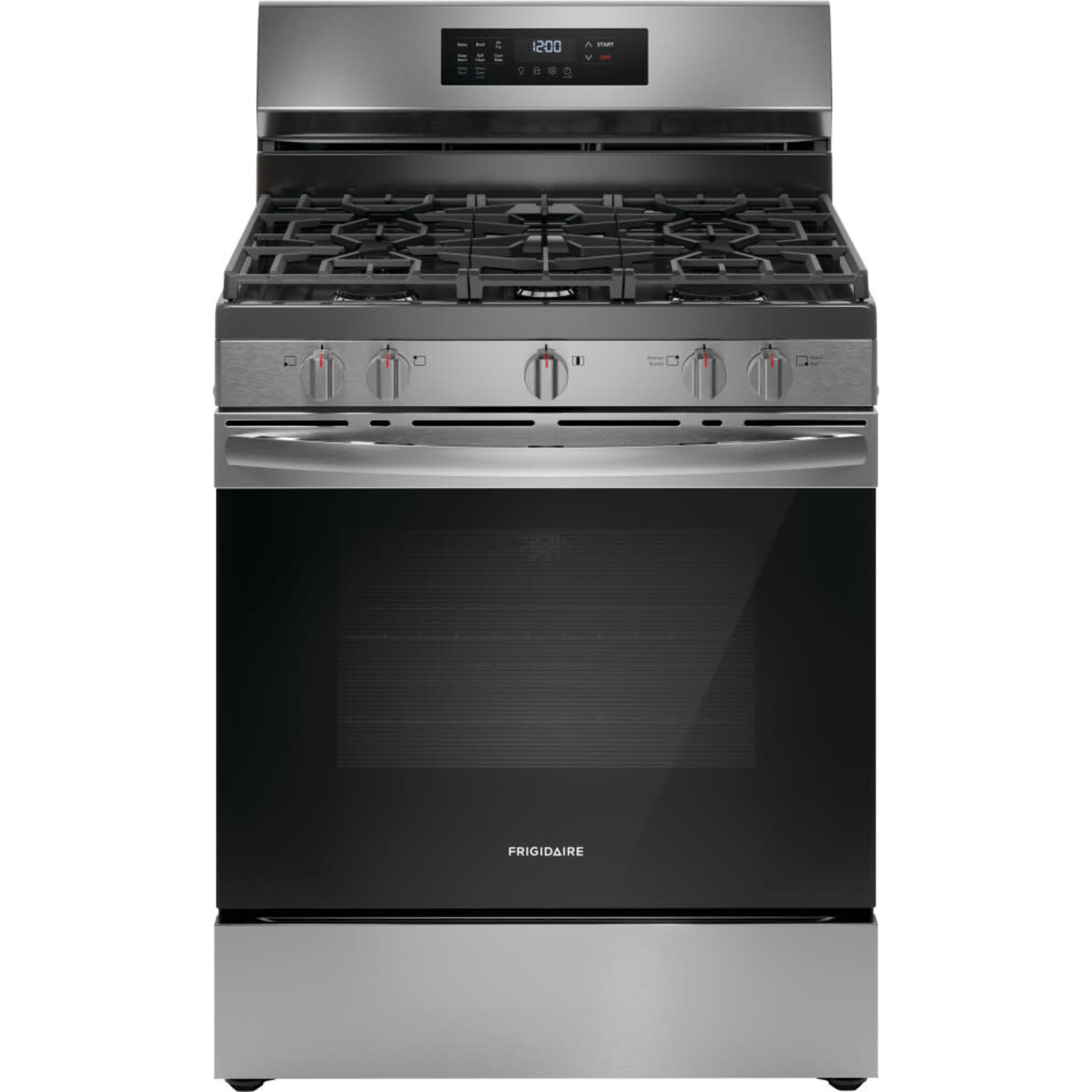 Frigidaire #FCRE3083AS - Frigidaire 30-in Glass Top 5 burners 5.3-cu ft Air Fry Convection Oven Freestanding Electric Range ( Stainless Steel )