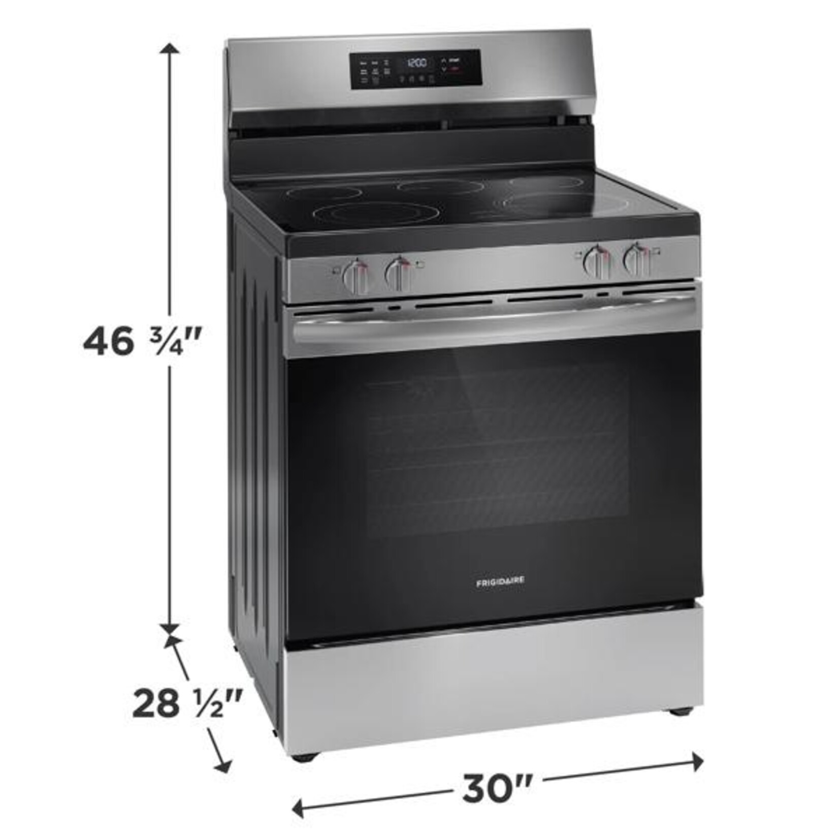 Frigidaire #FCRE3083AS - Frigidaire 30-in Glass Top 5 burners 5.3-cu ft Air Fry Convection Oven Freestanding Electric Range ( Stainless Steel )