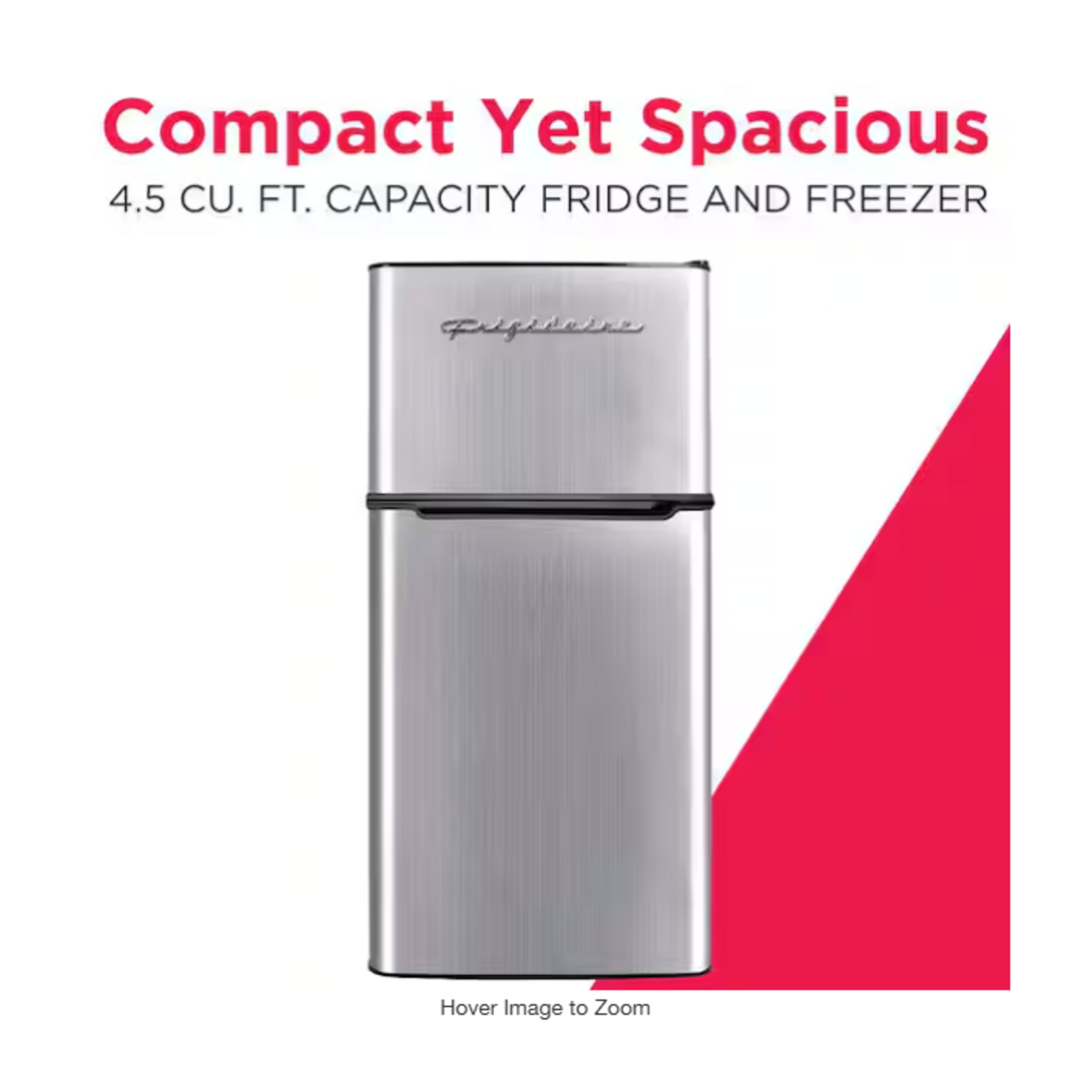 Frigidaire EFR451-B6COM  4.5 cu. ft. 2 Door Mini Fridge in Chrome Trim and Platinum Design with Freezer and Manual Defrost