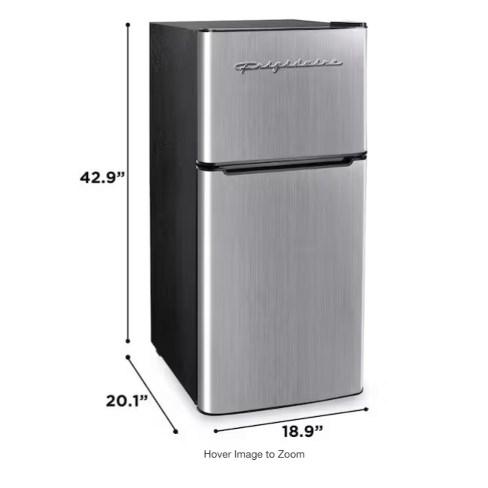 Frigidaire EFR451-B6COM  4.5 cu. ft. 2 Door Mini Fridge in Chrome Trim and Platinum Design with Freezer and Manual Defrost