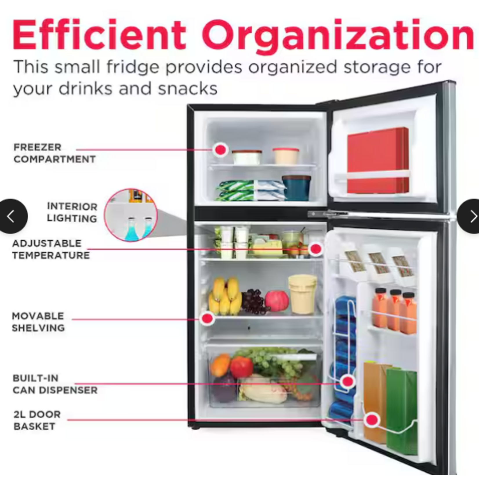 Frigidaire EFR451-B6COM  4.5 cu. ft. 2 Door Mini Fridge in Chrome Trim and Platinum Design with Freezer and Manual Defrost