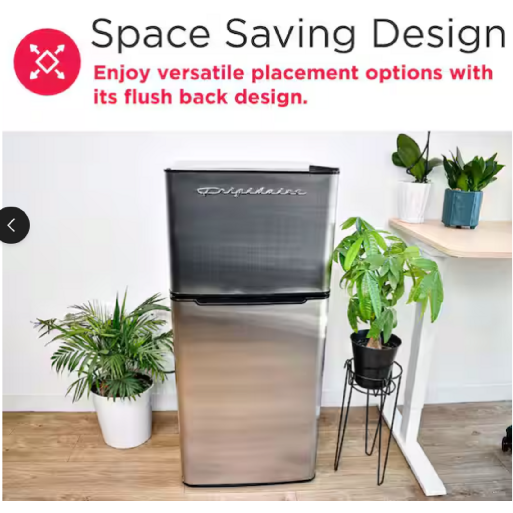 Frigidaire EFR451-B6COM  4.5 cu. ft. 2 Door Mini Fridge in Chrome Trim and Platinum Design with Freezer and Manual Defrost