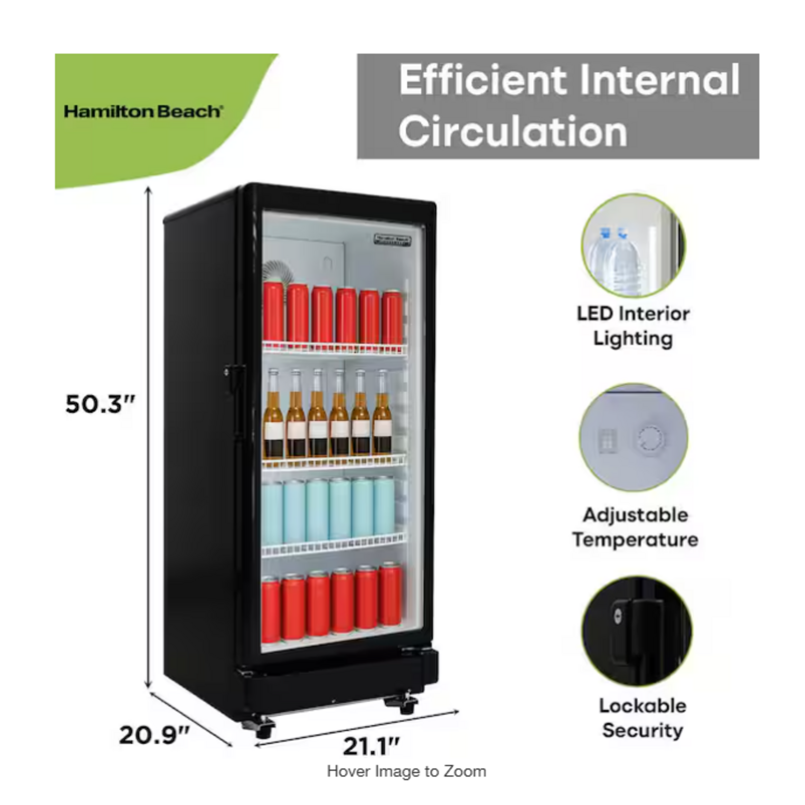 HAMILTON BEACH HBCBC670  21 In. 6.0 cu. ft. Beverage Refrigerator Commercial with Glass Door in Black