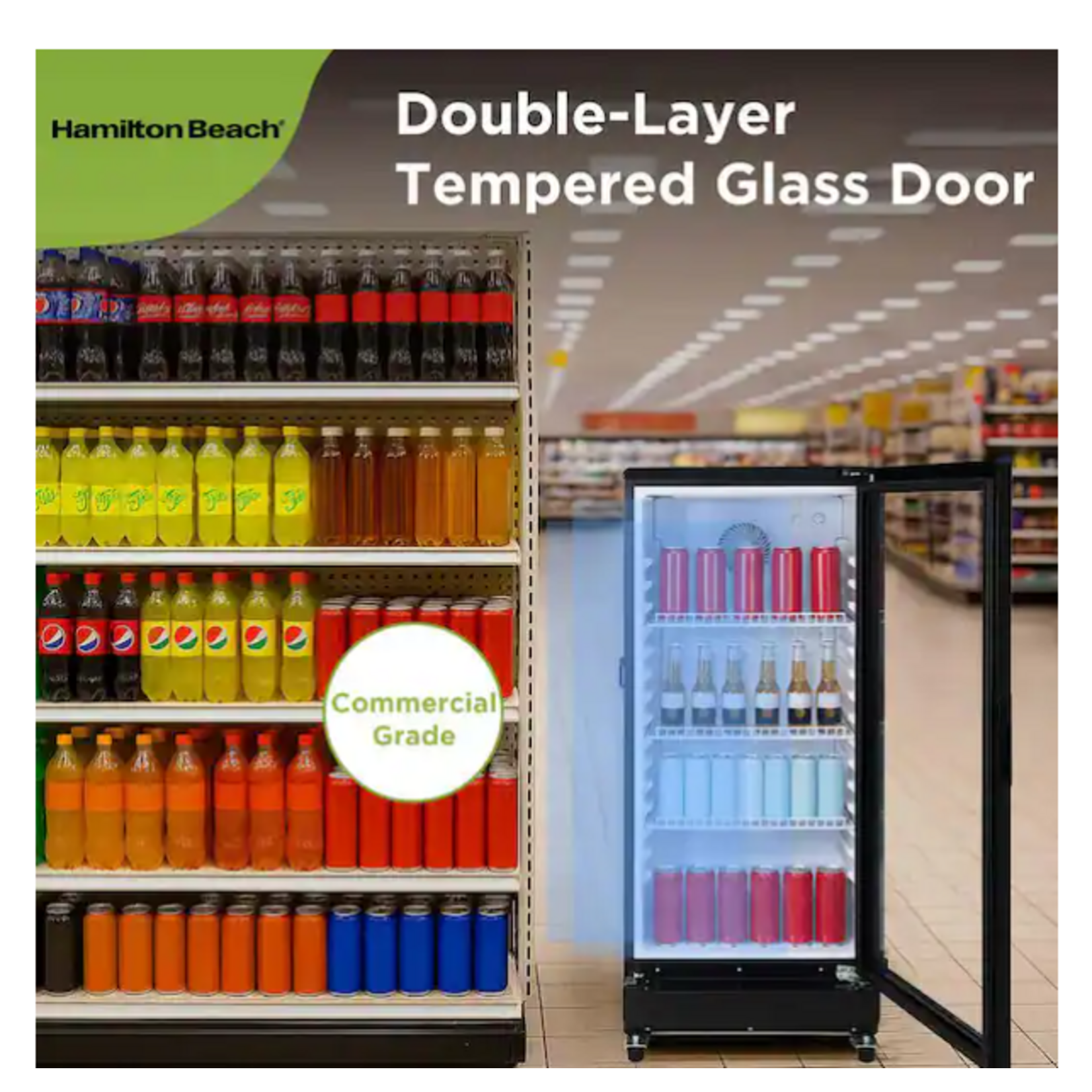 HAMILTON BEACH HBCBC670  21 In. 6.0 cu. ft. Beverage Refrigerator Commercial with Glass Door in Black