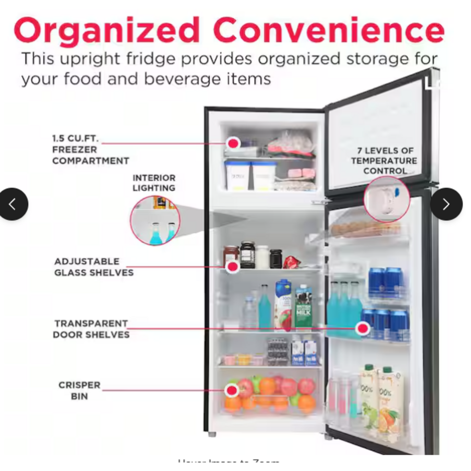 FGFR797 Frigidaire Platinum 7.5 Cu Ft Top Mount Refrigerator Compact Fridge