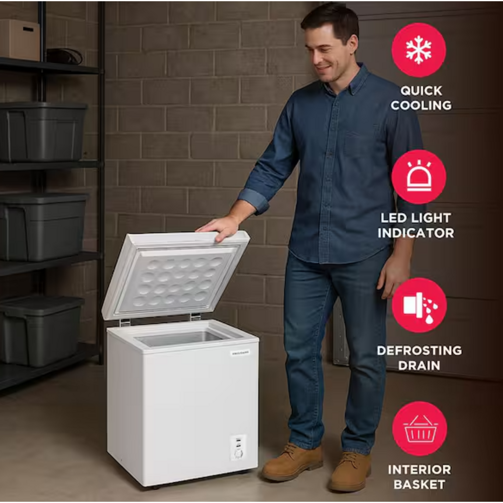 Frigidaire EFRF2006  Frigidaire 2.1 cu. ft. Manual Defrost Chest Freezer Garage Ready in White Questions & Answer