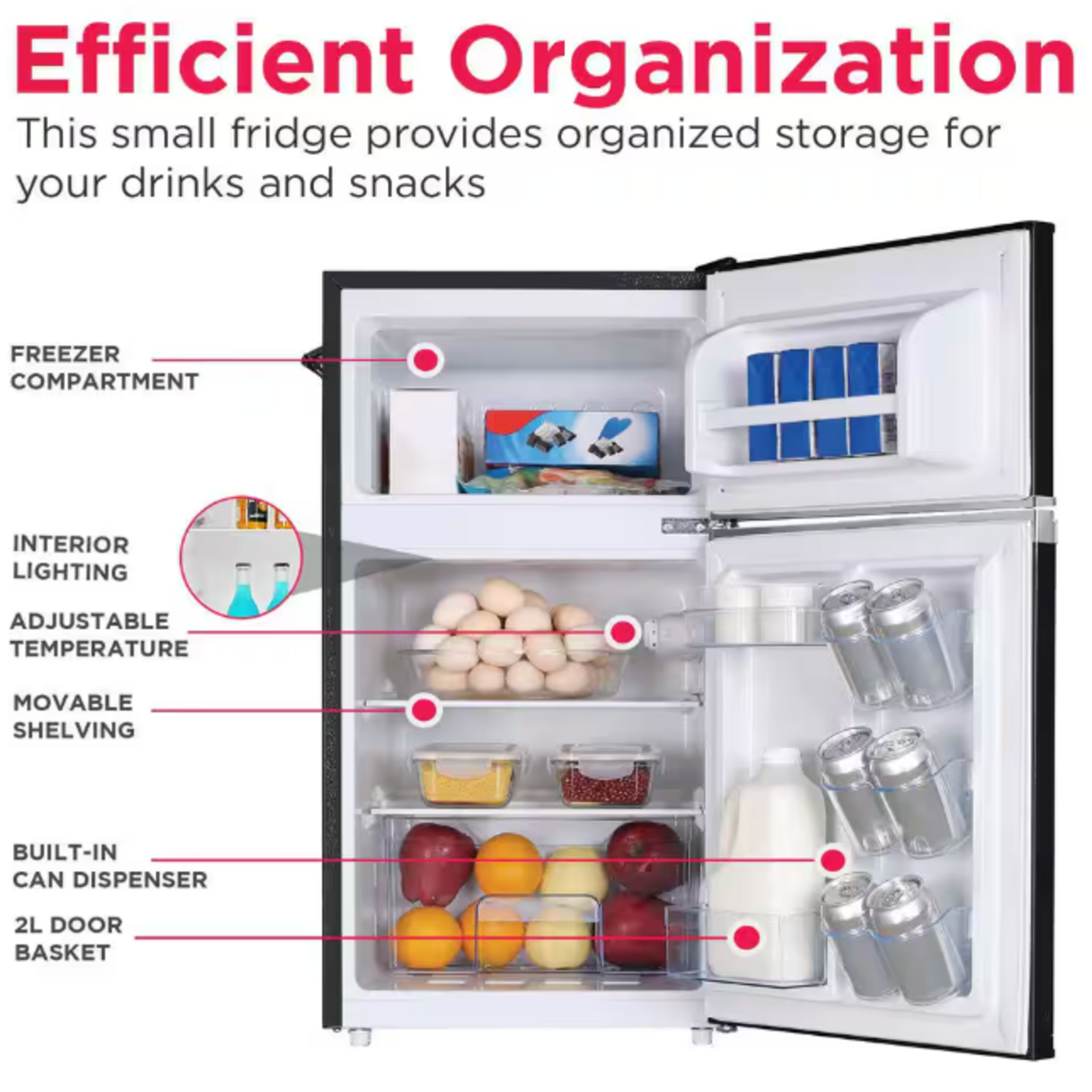 EFR840-BLACKCOM   3.1 cu. ft. 2 Door Retro Mini Fridge in Black