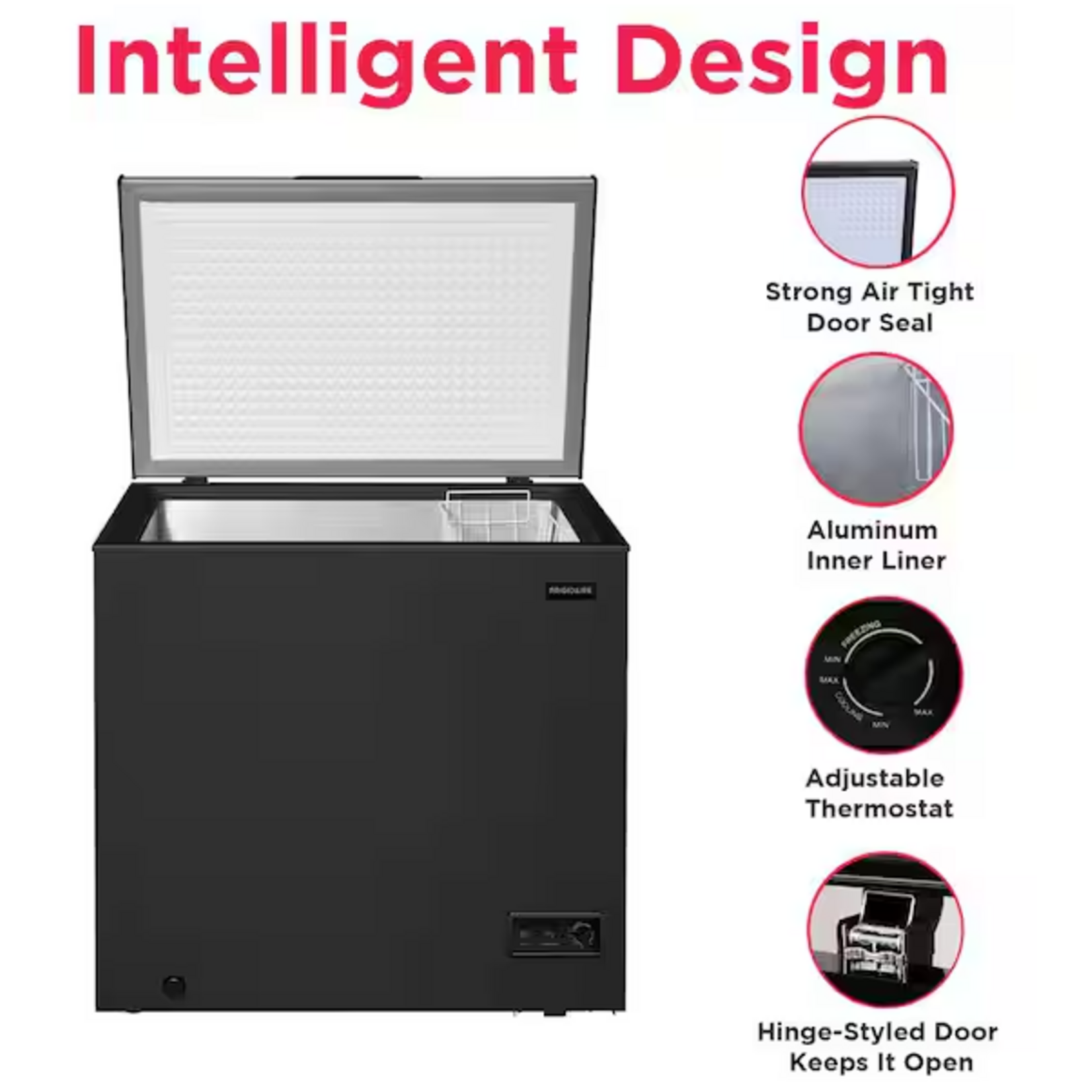 EFRF7015-BLACK-6COM  Frigidaire 7.0 cu. ft. Manual Defrost Chest Freezer in Black with Garage Ready