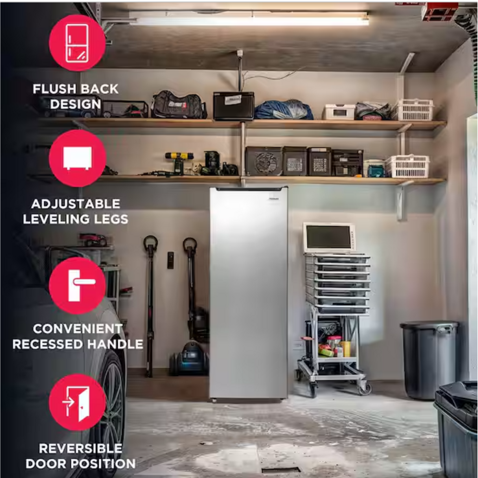 Frigidaire EFRF698 21.26 in. wide 6.5 cu. ft. Upright Freezer, Platinum Silver