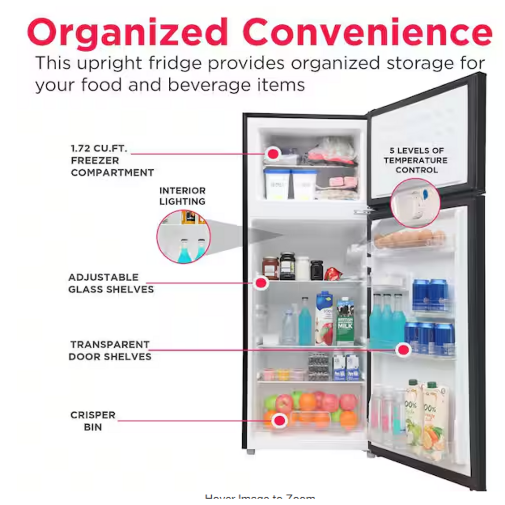 Frigidaire EFR784-BLACK-6COM  Frigidaire 21.5 in. 7.5 cu. ft. Top Freezer Refrigerator in Black