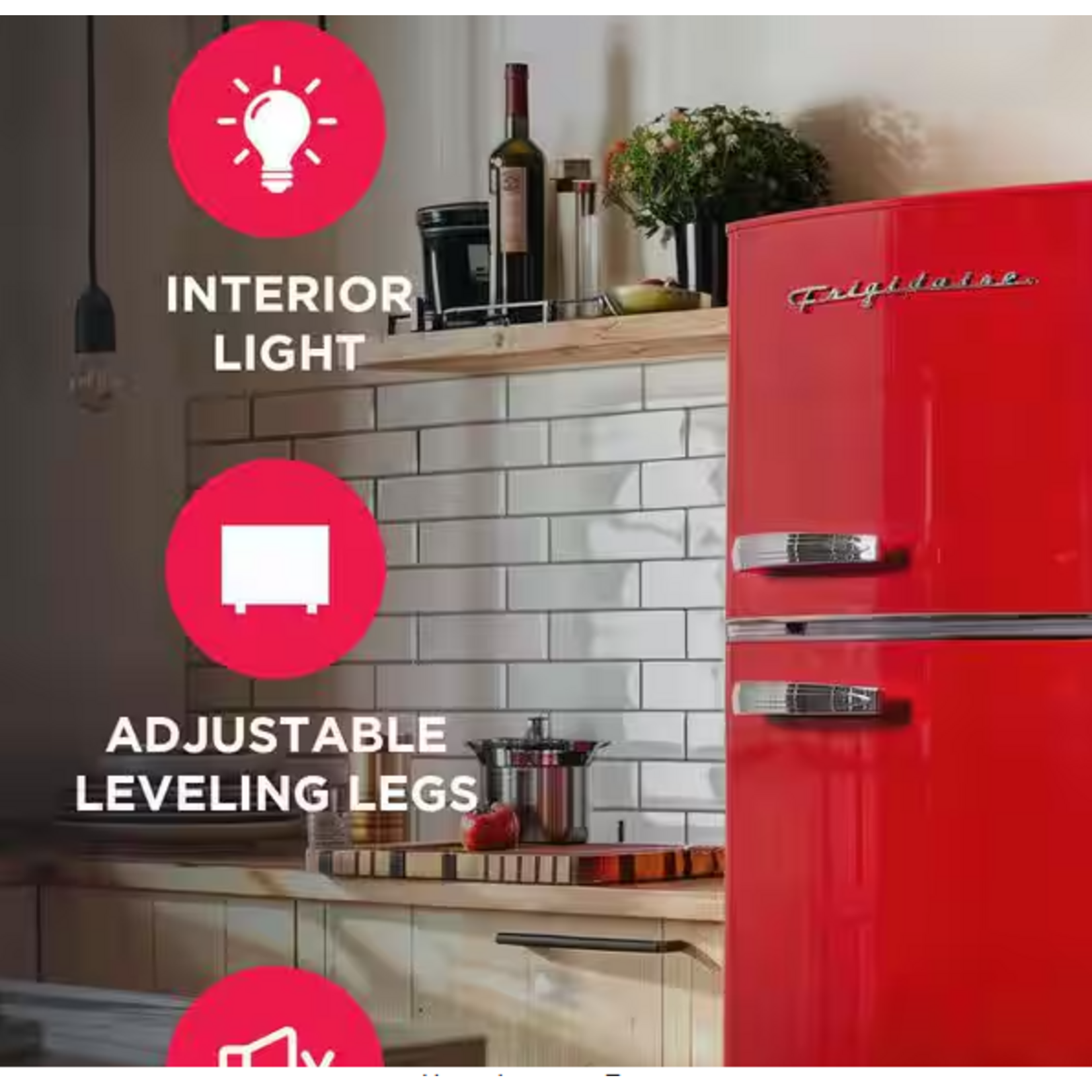 Frigidaire EFR753-RED  Frigidaire 21.5 in. Wide 7.5 cu.ft. Retro Mini Refrigerator in Red with Top Freezer