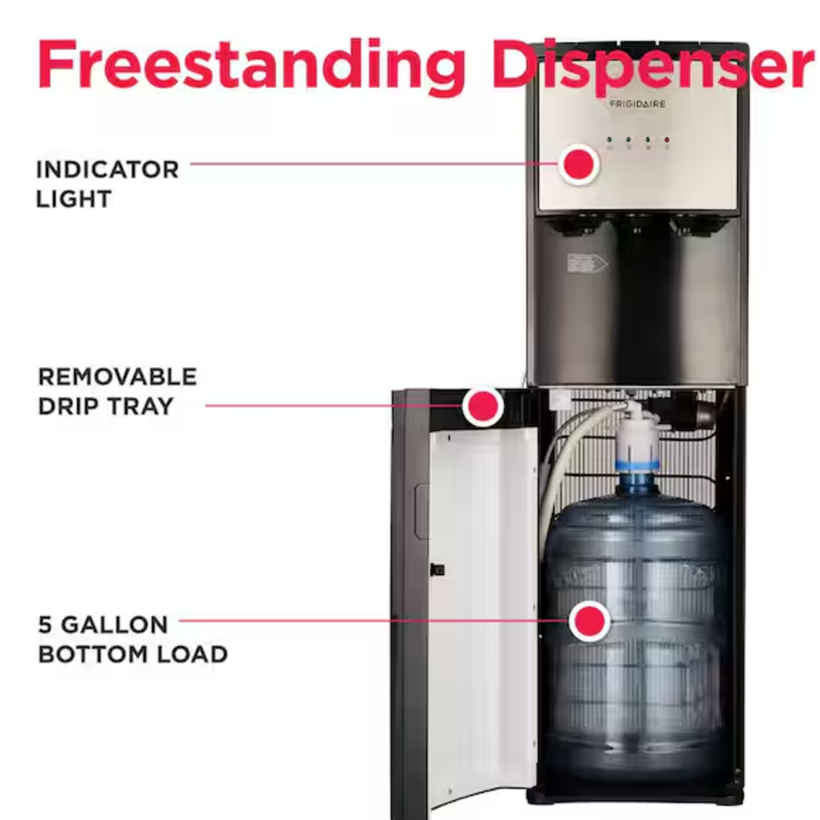 EFWC505 Frigidaire 5 Gallon Bottom Loading Hot and Cold Water Dispenser in Stainless Steel