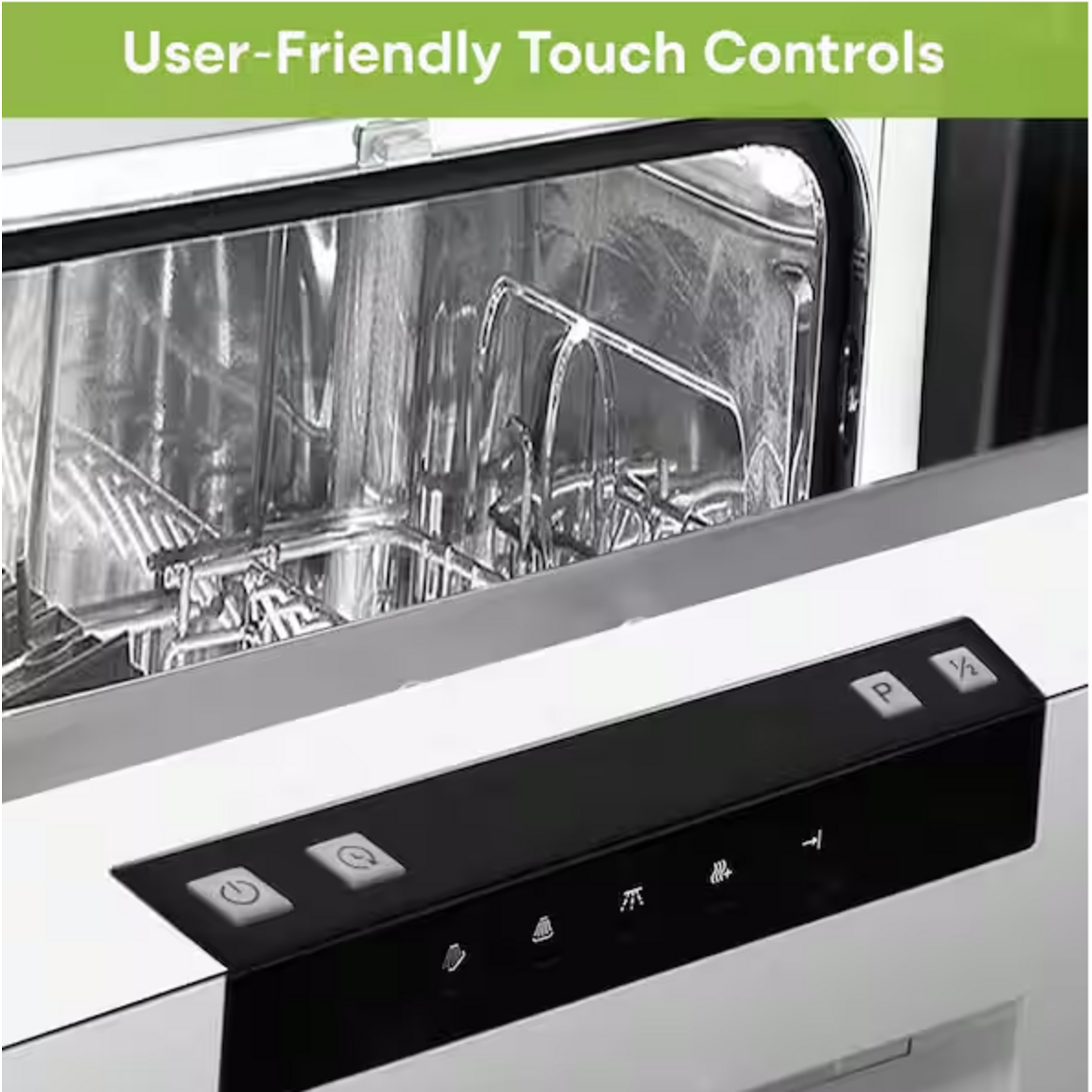 HAMILTON BEACH HBDW1809-B-WHITE 18 in. White Electronic Portable 120-volt Dishwasher with 3-Cycles with 8 Place Settings Capacity