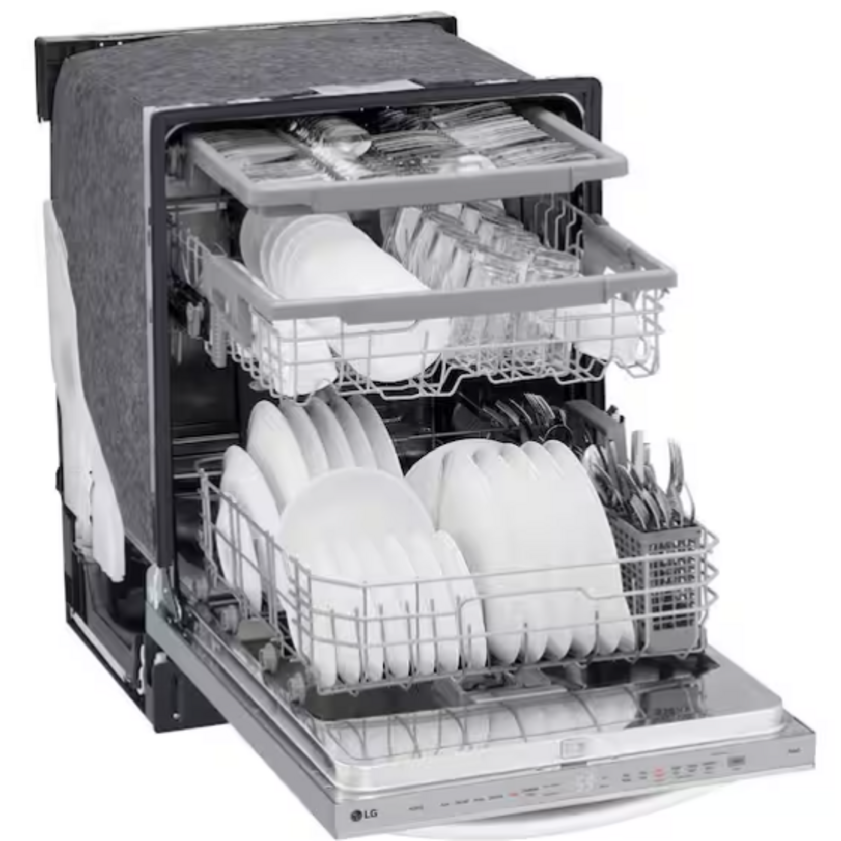 LG (DENT )LG 24 in. Top Control Smart Wi-Fi Enabled Dishwasher, QuadWash Pro, Dynamic Heat Dry, 3rd Rack, PrintProof Stainless Steel{ ONE YEAR CPS WARRANTY}