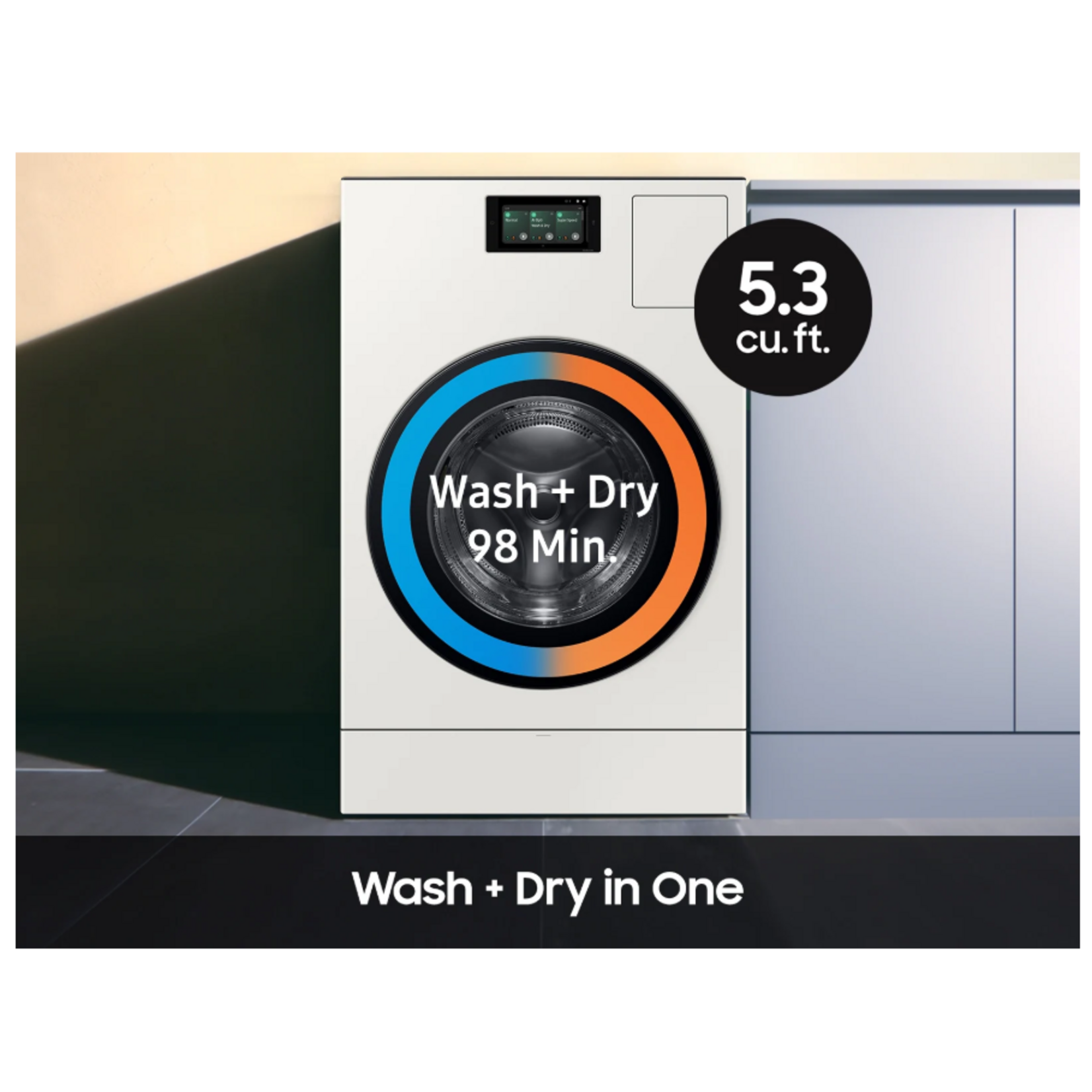 SAMSUNG WD53DBA900HYA1  Bespoke AI All-in-One Ventless Combo AI Home 7" LCD Display | AI OptiWash™ and Dry | 5.3 cu. ft.