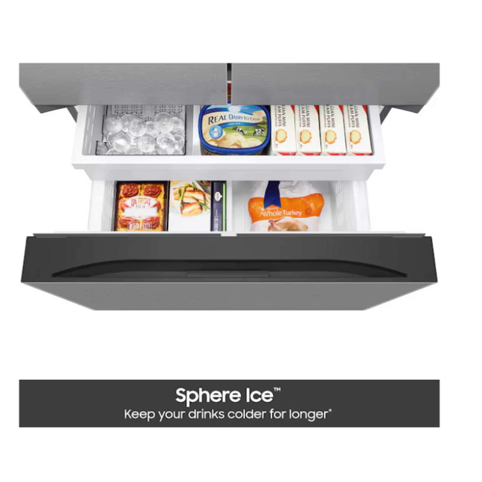 SAMSUNG RF70F27SER Samsung Counter-Depth Sphere Ice 26-cu ft 3 -Door 36-in Wide with Dual Ice Maker ( Fingerprint Resistant Stainless Steel ) ENERGY STAR Certified