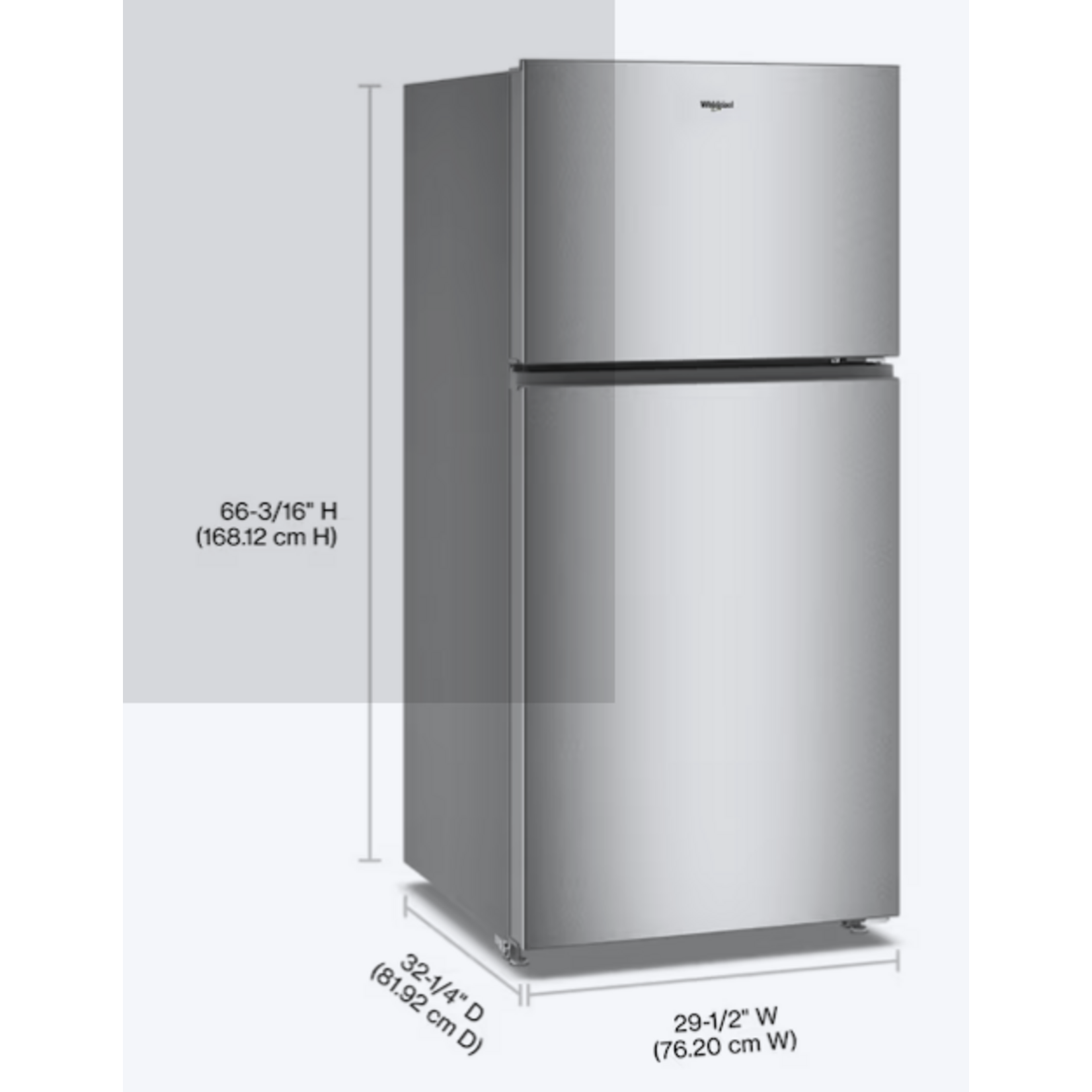 Whirlpool Whirlpool 19.3-cu ft Standard-Depth 30-in Wide Top-Freezer Refrigerator ( Fingerprint-Resistant Stainless Finish ) Garage Ready ENERGY STAR Certified