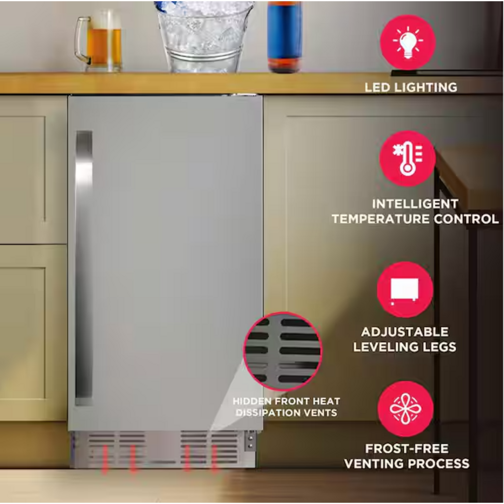 Frigidaire FGFR3100-6COM  Frigidaire 14.9 in., 2.9 cu. ft., Mini Refrigerator in Stainless Steel without Freezer