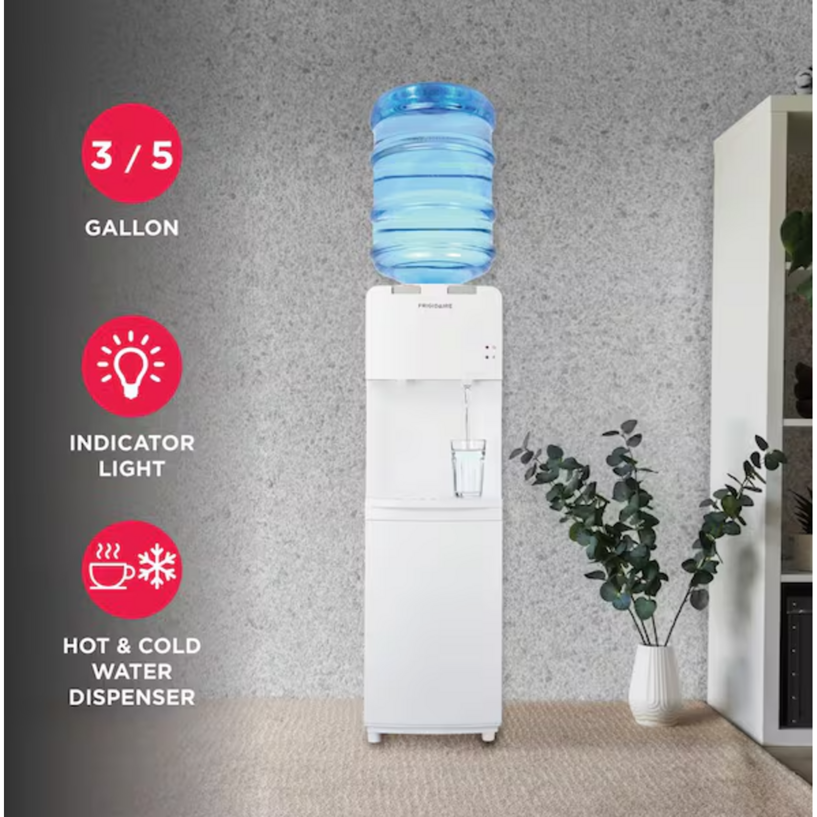 EFWC498   Frigidaire 3 Gal. or 5 Gal. Hot and Cold Water Dispenser in White