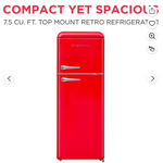 EFR756-red Shop Frigidaire 7.5 cu. ft. Retro Mini Fridge in Red with Rounded Corners and Top Freezer