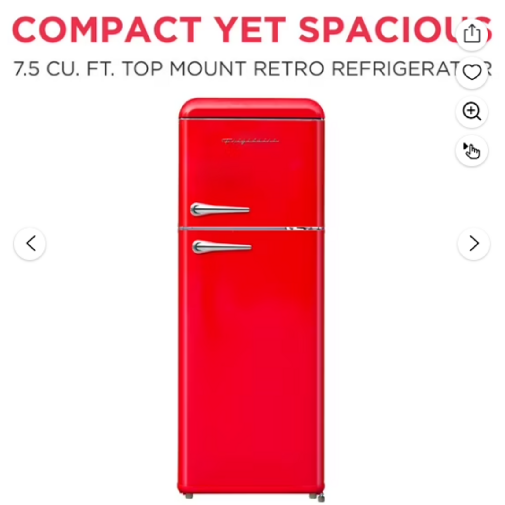 EFR756-red Shop Frigidaire 7.5 cu. ft. Retro Mini Fridge in Red with Rounded Corners and Top Freezer