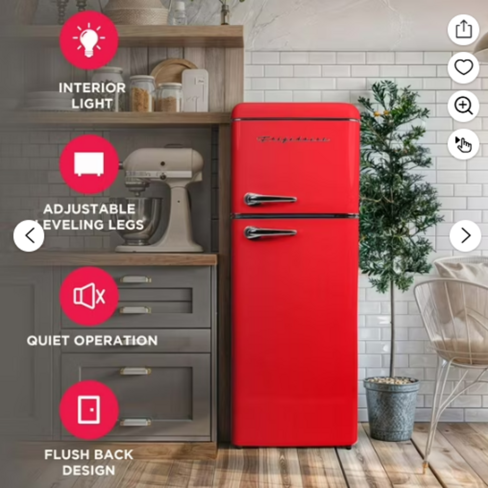 EFR756-red Shop Frigidaire 7.5 cu. ft. Retro Mini Fridge in Red with Rounded Corners and Top Freezer