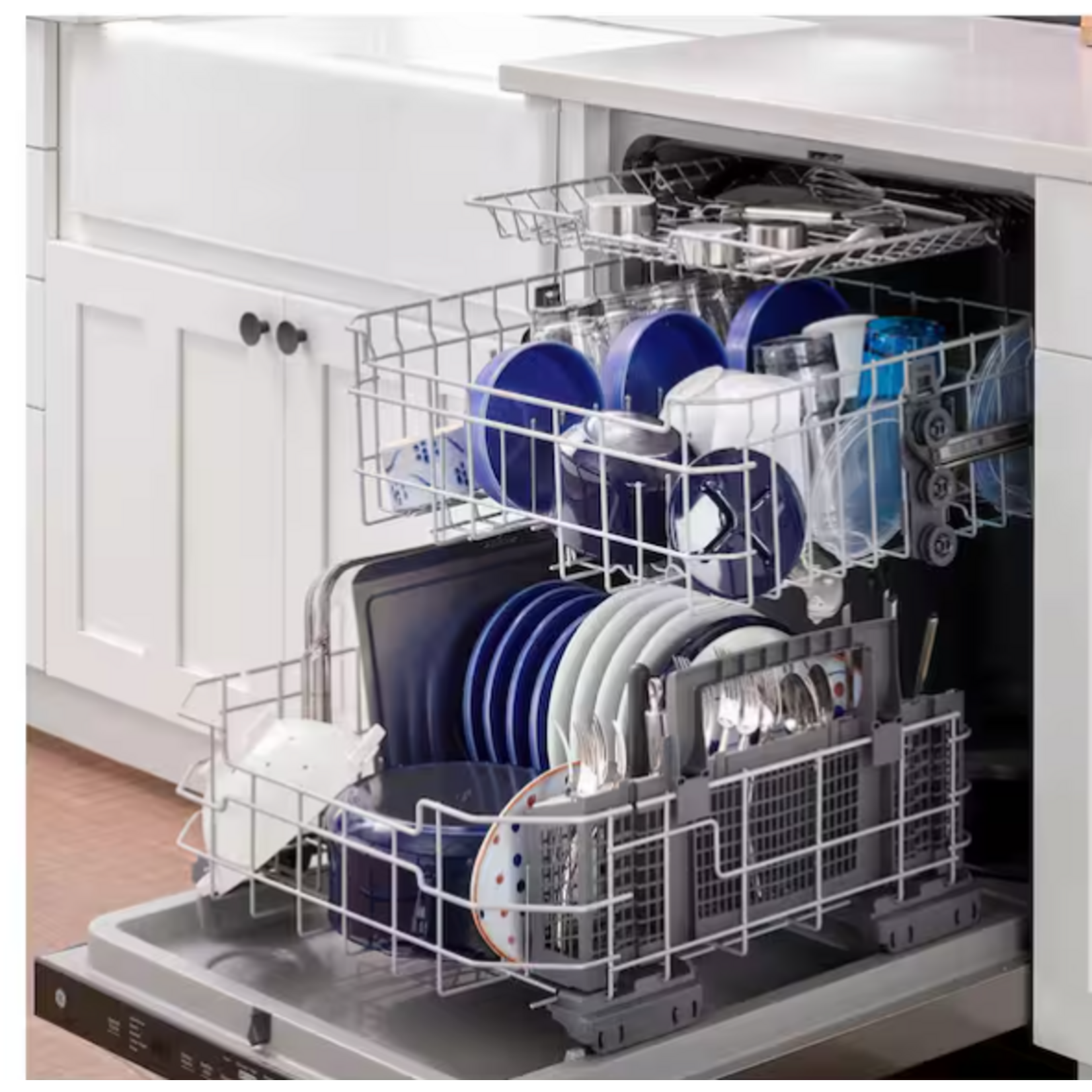 GE 24 in. Built-In Tall Tub Top Control Fingerprint Resistant Stainless Steel Dishwasher w/3rd Rack, Bottle Jets, 50 dBA