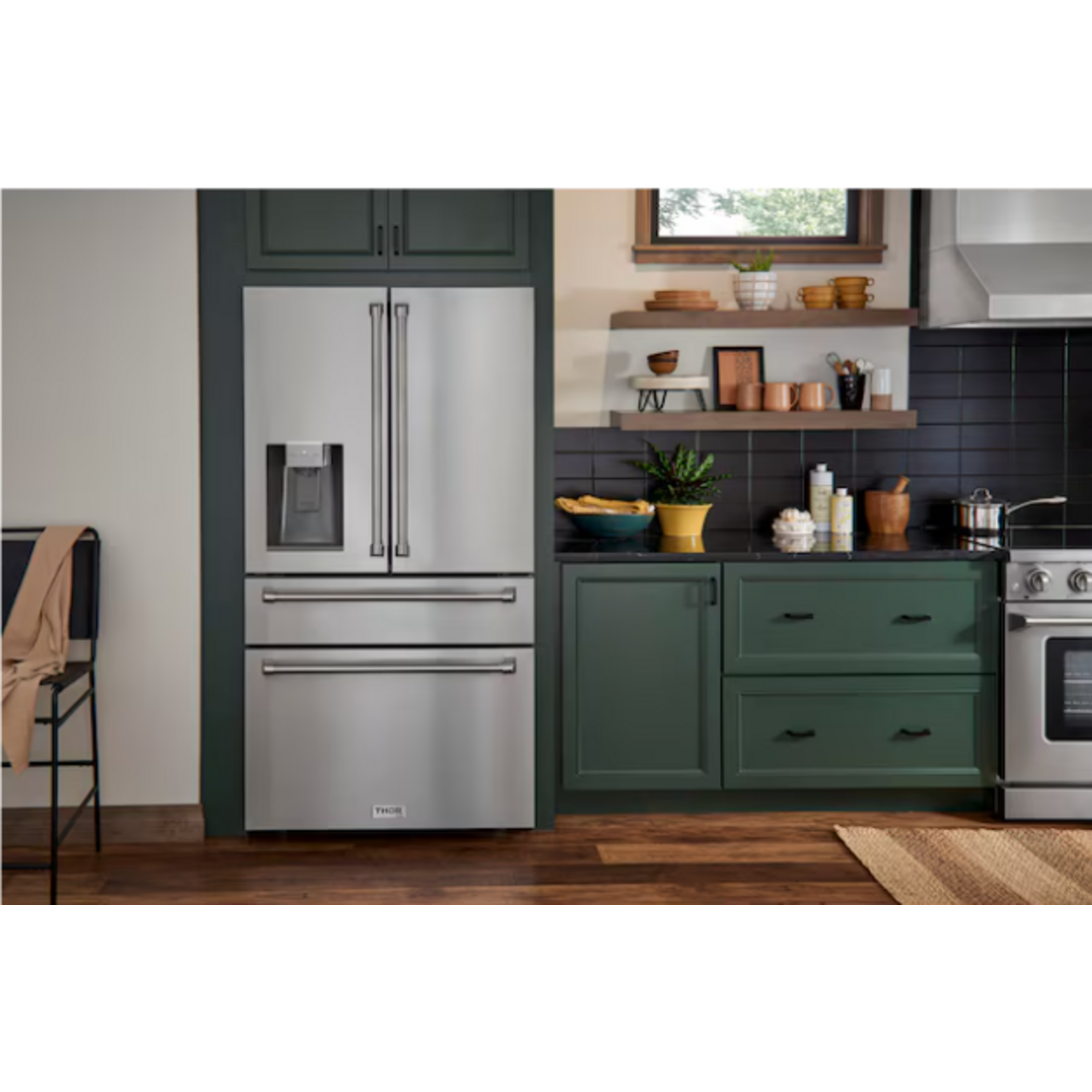 TRF3601FD Thor Kitchen 36 in. 22 cu. ft. French Door Refrigerator in Stainless Steel Counter Depth with Ice Maker and Water Dispenser