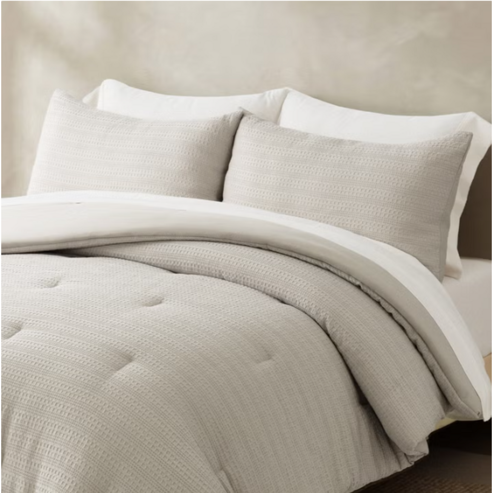 EVERGRACE 3-piece Microfiber Waffle Comforter Set [QUEEN ]