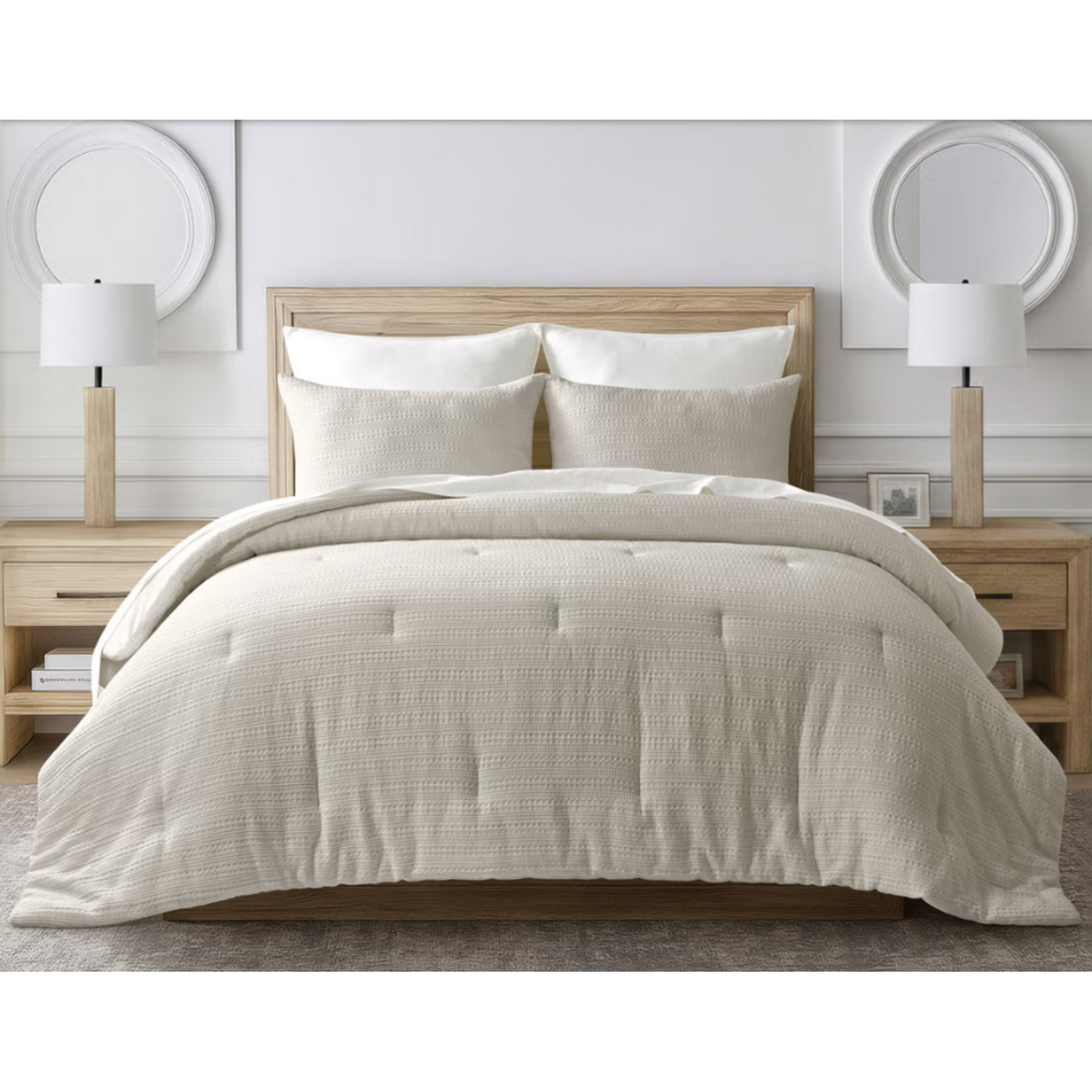 EVERGRACE 3-piece Microfiber Waffle Comforter Set [QUEEN ]