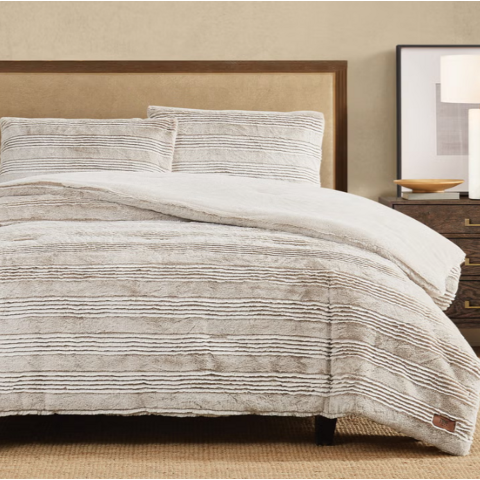 FRYE FRYE Faux Fur Carved 3-piece Comforter Set