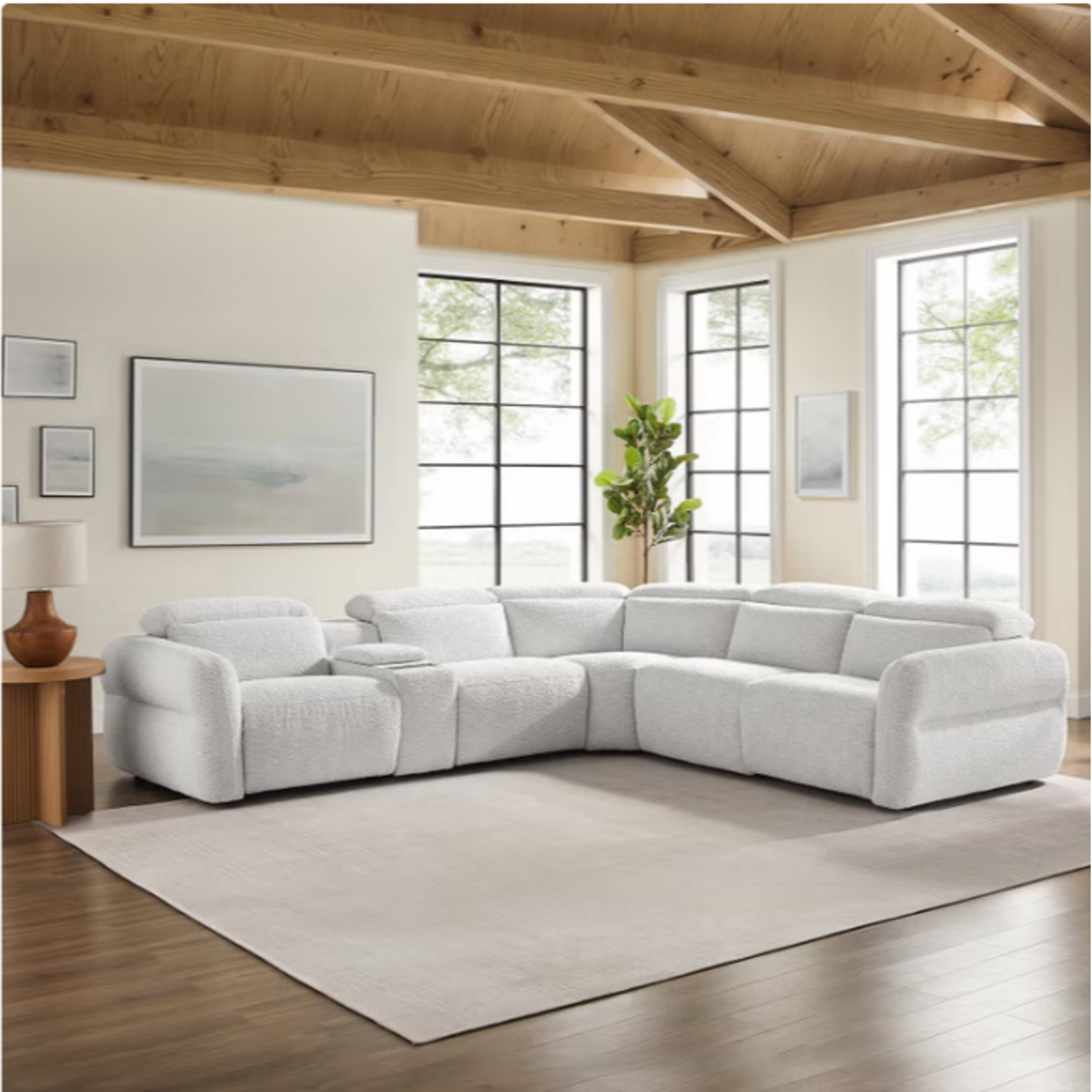 Shop Aiden & Ivy Furniture Monroe 6-piece Fabric Power Reclining Sectional with Power Headrests