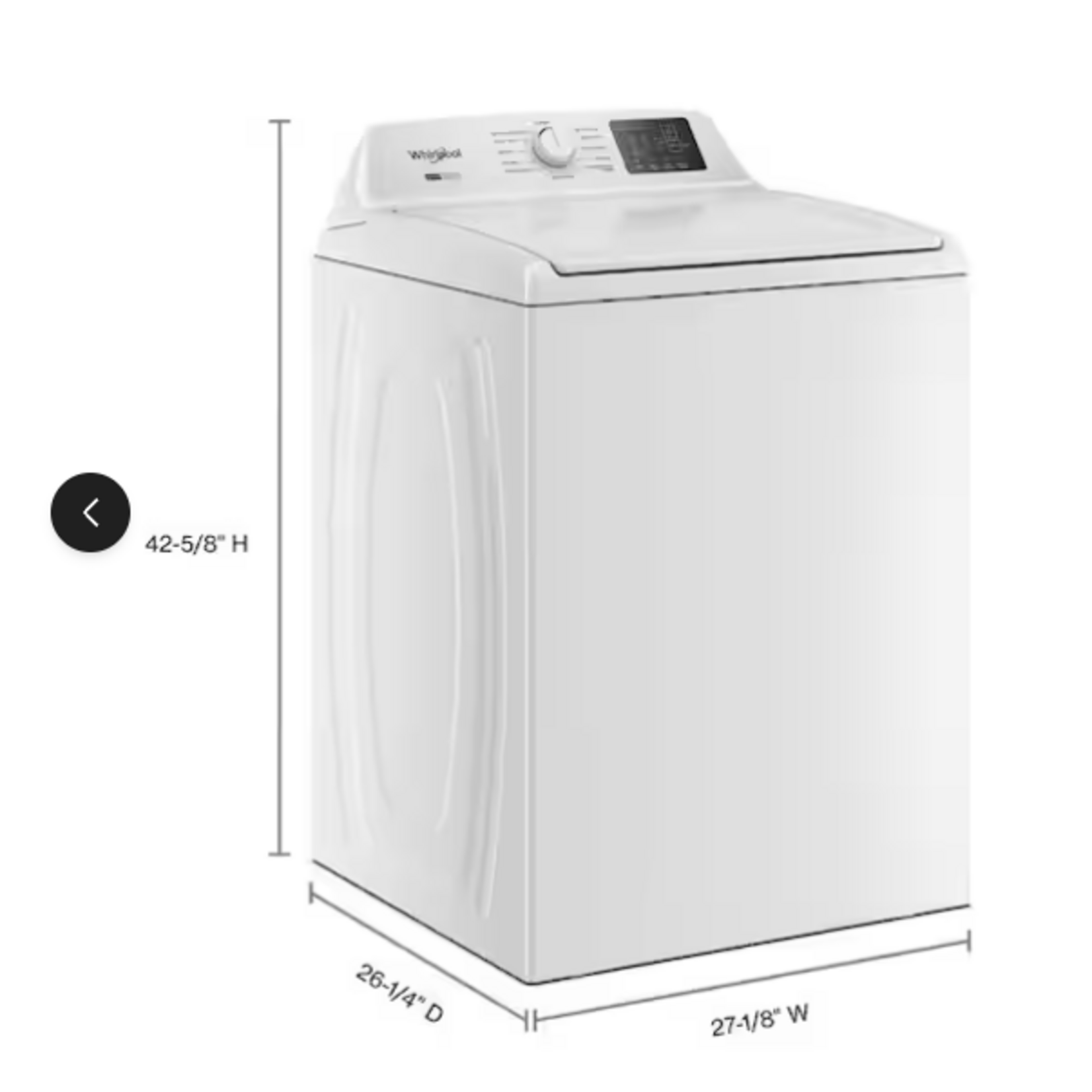 Whirlpool WTW4107SW 4.2 - 4.3 cu. ft. Top Load Washer in White with 2-in-1 Removable Agitator