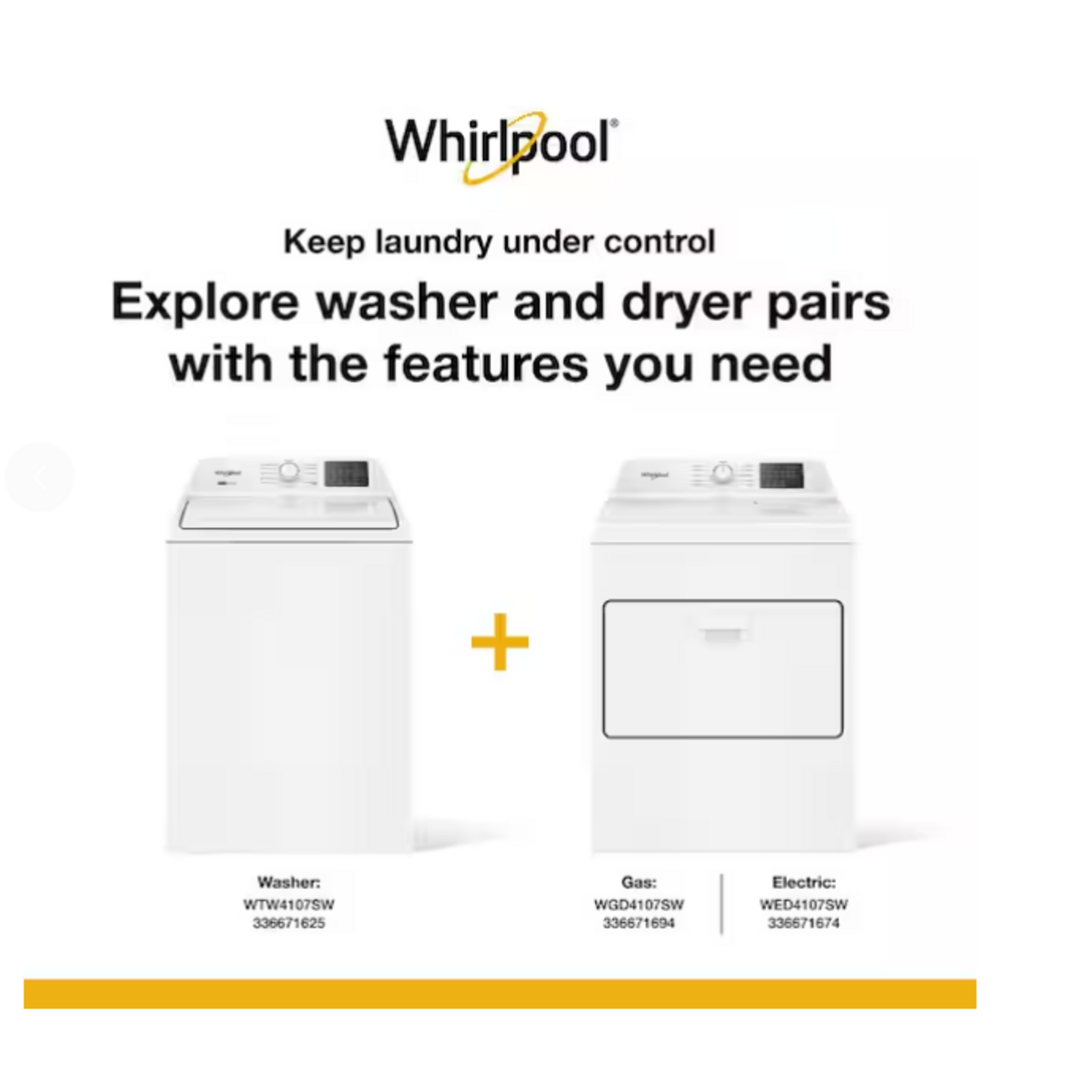 Whirlpool WED4107SW 7.0 cu. ft. Vented Front Load Electric Dryer in White with Adaptive Dry