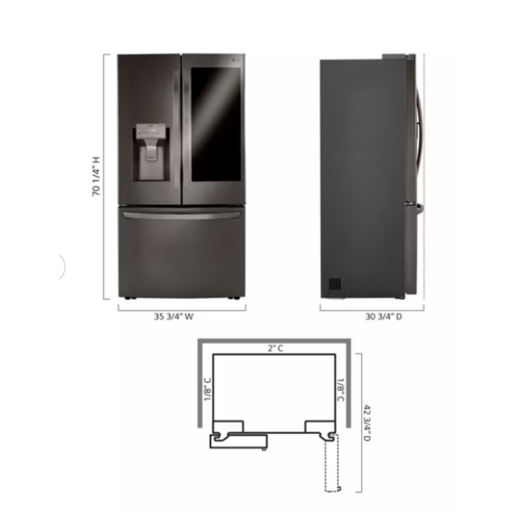 LG LRFVC2406D 24 cu. ft. Smart Wi-Fi Enabled InstaView™ Door-in-Door® Counter-Depth Refrigerator with Craft Ice™ Maker used 15 days store warranty