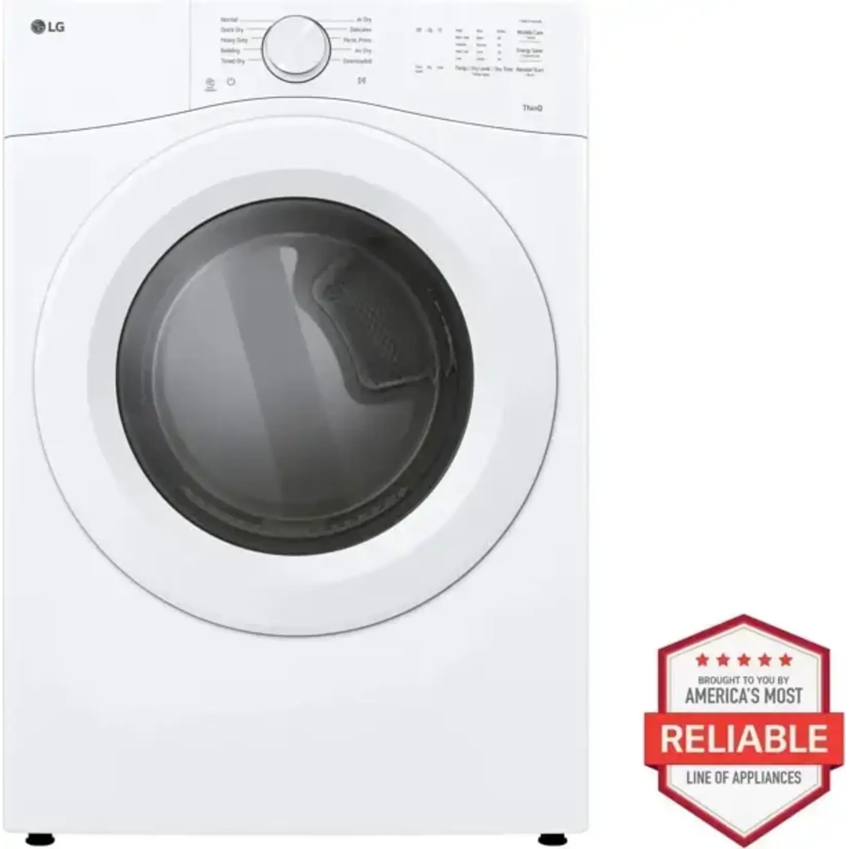 LG DLE3420W 7.4 cu. ft. Large Capacity Smart Front Load vented Electric Dryer in White with AI Sensor