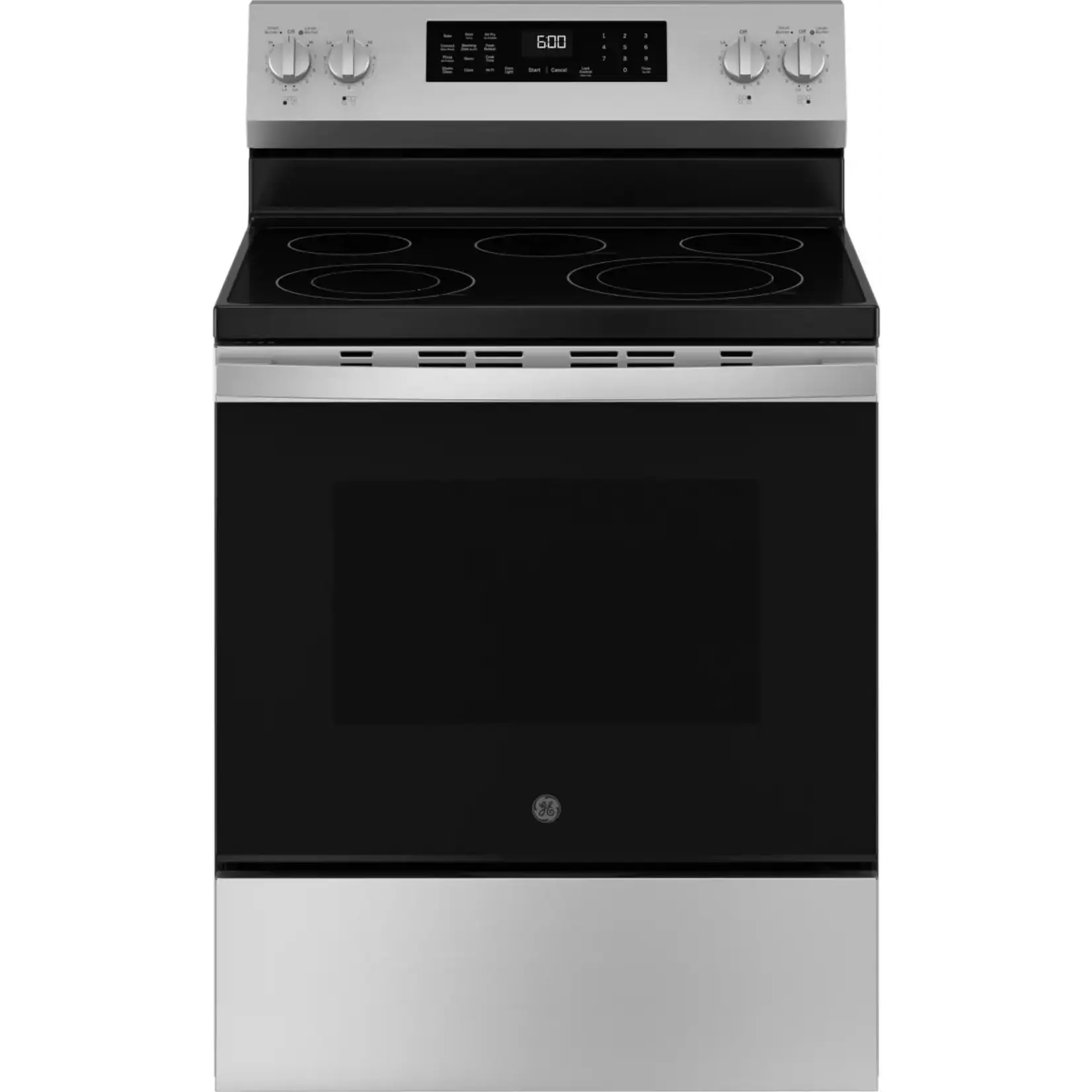 GE GRF600AV2SS 30 in. 5 Burner Element Smart Free-Standing Electric Range in Stainless w/EasyWash Oven Tray & No-Preheat Air Fry