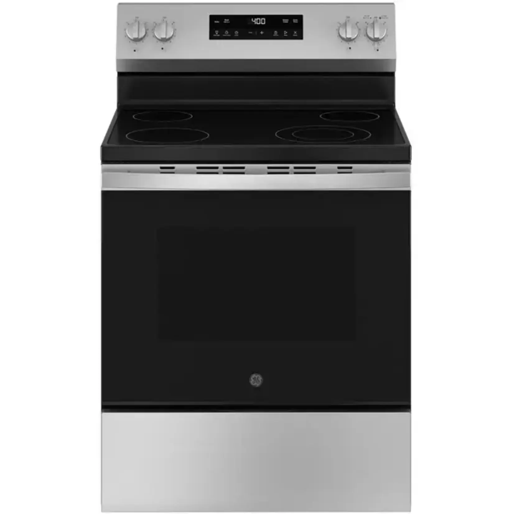 GE GRF40HSV1SS 30 in. 4 Burner Element Free-Standing Electric Range in Stainless Steel w/Stainless Knobs