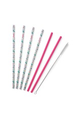 Party Animal &Hot Pink  Reusable Straw Set, Tall