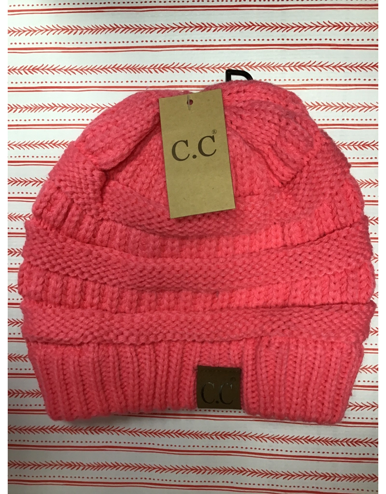 Solid Ribbed Beanie/Hot Pink