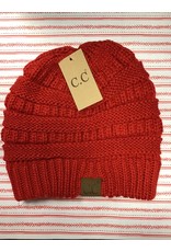 Solid Ribbed Beanie /Red