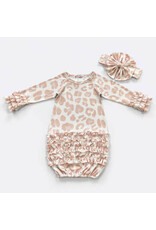 Blush Cheeta Baby gown with bow