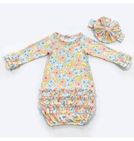 Paint Bloom Baby gown with bow