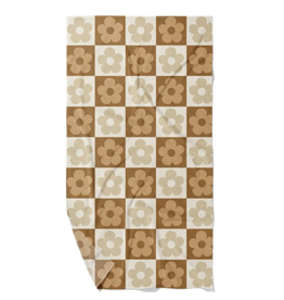 XL quick dry Beach towel- Floral Check Brown