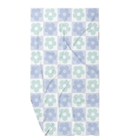 XL quick dry Beach towel- Flower Check Blue