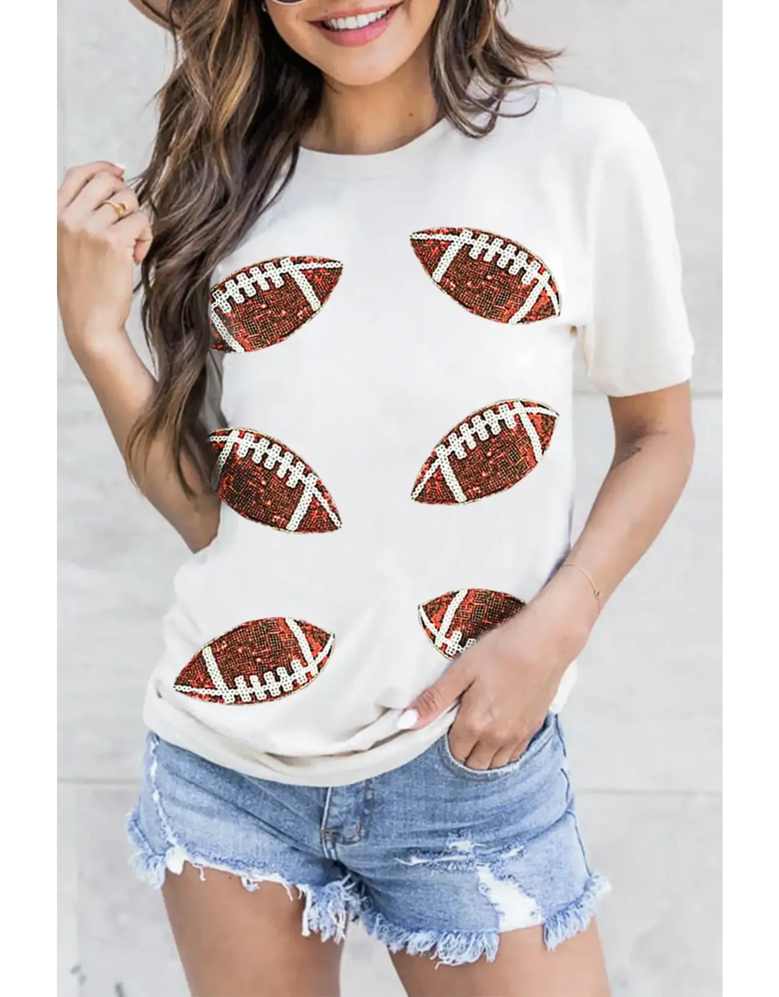Sequined Football t-shirt med